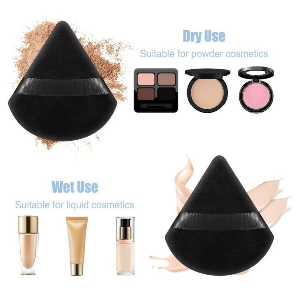 5 Piece Triangle Powder Puff Set - Black/Purple